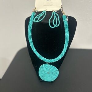 Turquoise Beaded Necklace and Earring Set